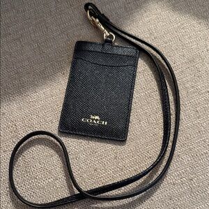 Coach Black Card Holder with Gold Clasp